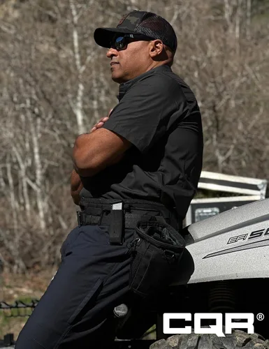 Vista 3 de CQR Camisas de trabajo de manga corta para hombre, camisetas tácticas militares Ripstop, para exteriores, UPF 50+, transpirable, para senderismo