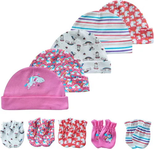 Vista 18 de MAMIMAKA Conjunto de gorro y manoplas para bebé recién nacido, gorras para bebés, niños y niñas de 0 a 6 meses, 100% algodón Oso/Marrón/Beige Hpgm34
