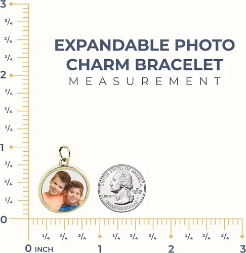 Vista 6 de PicturesOnGold.com Pulsera de fotos grabada expandible con imagen, talla única, pulsera circular grabada con foto, tono dorado o plateado