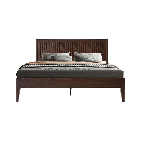 Vista 15 de Marco de cama tamaño King, cama plataforma de madera sólida con cabecera y pie de cama, 12 listones resistentes, patas centrales de metal, fácil
