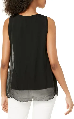 Vista 2 de M Made in Italy Camiseta sin mangas con cuello en V de doble capa para mujer