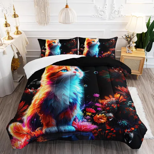 Vista 31 de Juego de edredón de mariposa tamaño individual para niñas, niños y adultos, juego de ropa de cama con patrón de flores de lavanda, juego de cama