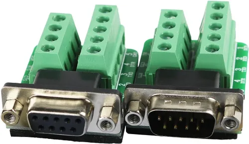 Vista 4 de DB9 Conector de ruptura RS232 Serial 9 Pin Conector Db9 Terminal (Macho x 1, Hembra x 1)