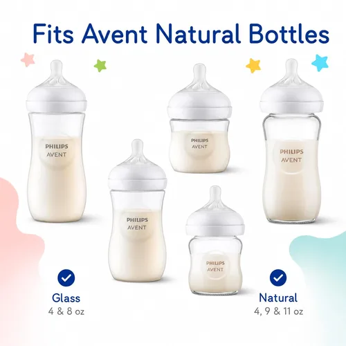 Vista 4 de CHUBBIEE Asas para biberones compatibles con botellas naturales Philips Avent, empuñaduras ergonómicas antideslizantes para botellas