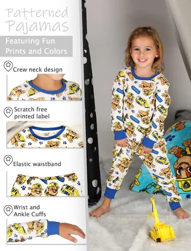 Vista 5 de Tstars Paw Patrol Toddler Kids 100% Cotton Snug Fit Pajama Set Girls Boys Sleepwear Childrens Pjs