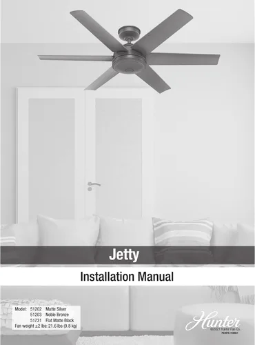Vista 17 de Hunter Ventilador de techo y control de pared Jetty negro mate de 52 pulgadas