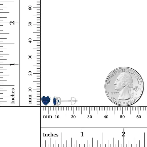 Vista 4 de Juego de aretes de tuerca de plata de ley 925 chapada en oro de 14 quilates, hipoalergénicos, con forma de corazón de 0.236in, piedra natal