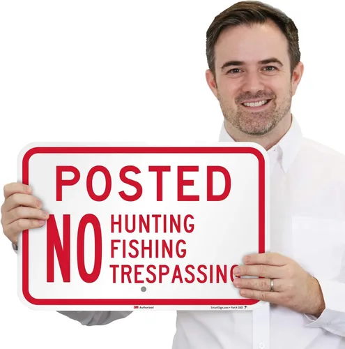 Vista 3 de SmartSign Letrero "Posted - No Hunting, Fishing, Trespassing" 12 x 18 pulgadas 3M aluminio reflectante de grado diamante