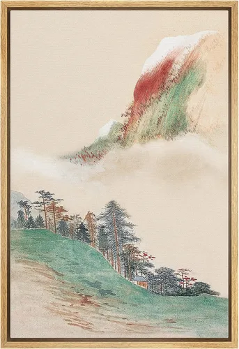 Vista 21 de NWT Impresión en lienzo enmarcado para pared, acuarela, grullas, pájaros volando, naturaleza salvaje, ilustraciones de arte moderno decorativo