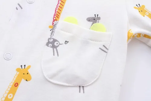 Vista 6 de Hikido Mameluco cómodo para bebé con lindo estampado de dibujos animados, paquete de 2 mamelucos de algodón para uso diario