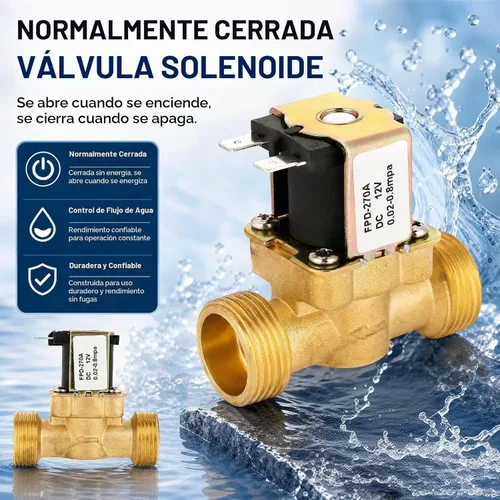 Vista 3 de Válvula de cierre de agua eléctrica normalmente cerrada, válvula magnética de solenoide eléctrico de latón, válvula de interruptor de entrada