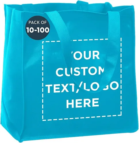 Vista 9 de DISCOUNT PROMOS Juego de 10/50/100 bolsas de tela reutilizables personalizadas, paquete a granel personalizado, plegable, lavable, bolsa de compras