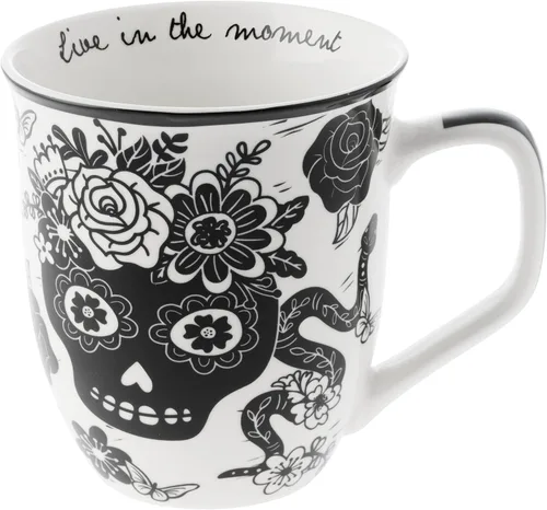 Vista 16 de Karma Gifts - Taza bohemia de 16 onzas, color blanco y negro, diseño de abeja, bonita taza de café y té, tazas de café de cerámica para mujeres
