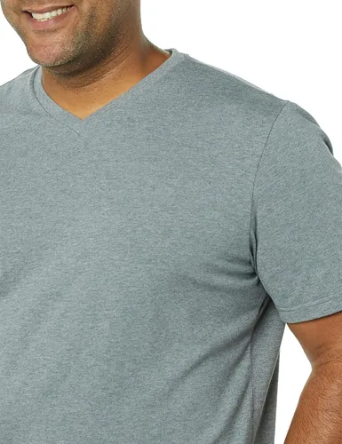 Vista 6 de Tienda Essentials Camiseta de manga corta con cuello en V para hombre (disponible en tallas grandes y altas), paquete de 2