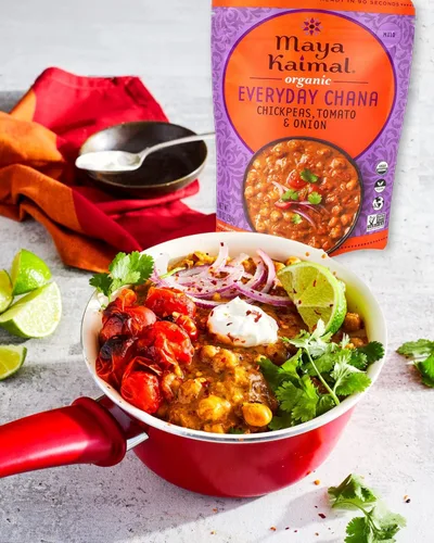 Vista 7 de MAYA KAIMAL Chana orgánica diaria con tomate + cebolla, 10 onzas
