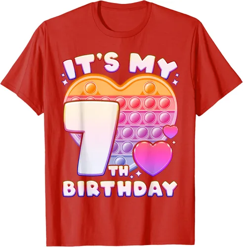 Vista 95 de Pop-it Birthday Girl 7 años de edad, Push it Pop Fidget Bubble Camiseta, Negro