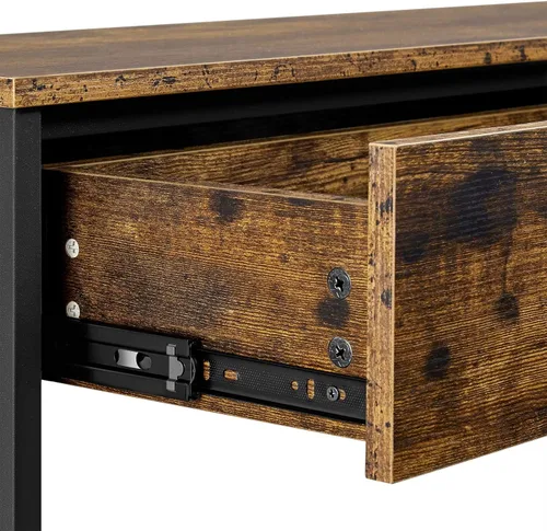 Vista 7 de Yaheetech Mesa consola con cajón, mesa de sofá con estantes de almacenamiento, mesas de entrada de 39.5 pulgadas con marco de metal, para sala