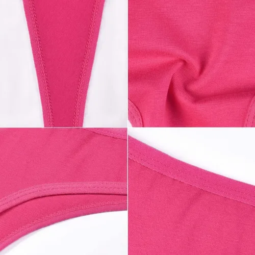 Vista 6 de DRESHOW Paquete de 6 tangas de algodón transpirables y cómodas para mujer, ropa interior de bikini