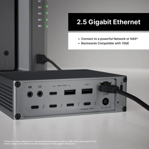 Vista 4 de CalDigit TS5 Thunderbolt 5 Dock - Fuente de alimentación de 15 puertos