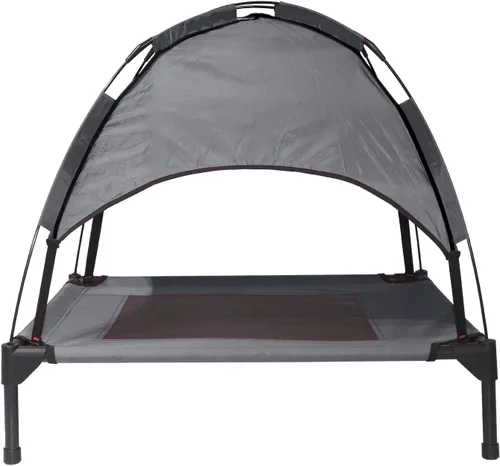 Vista 10 de Cama elevada para perros de 28 pulgadas con toldo, impermeable y transpirable, cama pequeña refrescante para perros con tienda de campaña de sombra