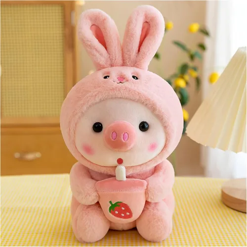 Vista 5 de AZCHEN Cerdo de peluche de cerdo, disfraz de cerdo, rana, tigre, conejo, lindo muñeco de peluche para niñas y niños, regalo de fiesta de cumpleaños