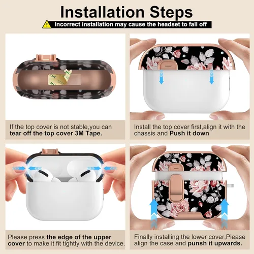Vista 7 de Funda para Apple AirPods Pro 3 2025 con bloqueo de seguridad y soporte para negro - p