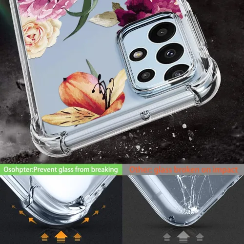 Vista 3 de Osophter Funda para Samsung Galaxy A23 5G/4G (flor floral) para Samsung Galaxy A23 5G/4G (flor morado)