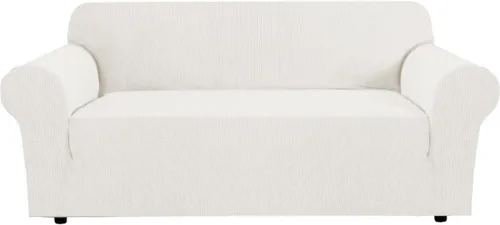 Vista 53 de H.VERSAILTEX Funda elástica para sofá, fundas suaves para muebles de 3 cojines, con tela jacquard gruesa a cuadros con parte inferior elástica, sofá