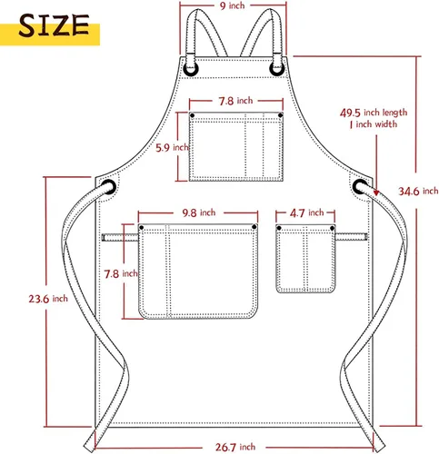 Vista 3 de Delantal de mezclilla con bolsillos para mujeres, delantal de jean para estilista, delantales de talla grande, delantales de trabajo de mezclilla
