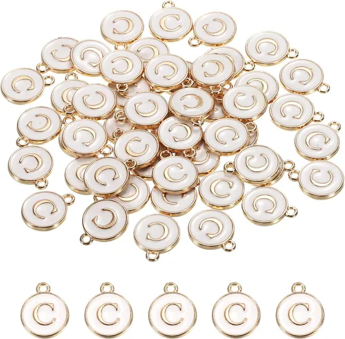 Vista 17 de MECCANIXITY Dije de Letras del Alfabeto de Doble Cara, para Hacer Collar, Pulsera, Pendientes, Joyería