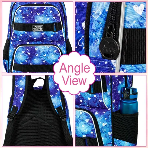 Vista 21 de Mochila para laptop, 16 pulgadas, bolsa escolar y bolsa de almuerzo, mochilas resistentes al agua para adolescentes, niñas, mujeres, estudiantes
