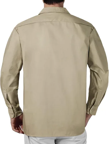 Vista 2 de HISEA Camisa de trabajo de manga larga para hombre, ajuste regular, camisas de mezclilla con acabado lavado