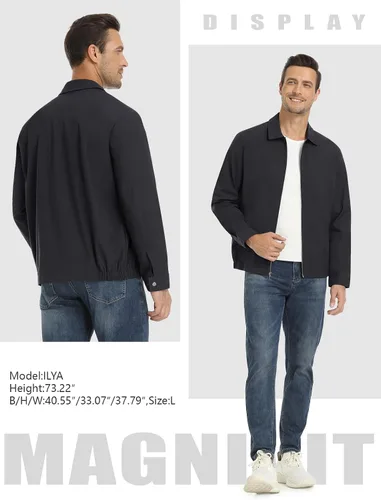 Vista 6 de MAGNIVIT Chaquetas ligeras para hombre, cortavientos ligeros, con cremallera completa, elegante, abrigo de golf, negocios, trabajo, vestido casual
