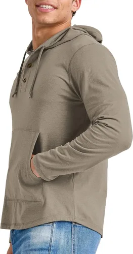 Vista 3 de Hanes Sudadera con capucha para hombre Originals Tri-Blend con cuello Henley