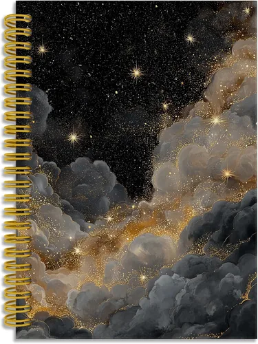 Vista 20 de Dark Witchy Moon Stars Notebook Journal, Celestial Astrology Witchy Gifts for Women Journal, Crescent Moon Face Starry Forest Spiral Notebook