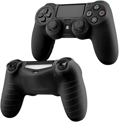Vista 2 de Silicone PS4 Controller Case A Second Skin for Your Gamepad - Soft, Anti-Slip, Shockproof - Original Color with Grips and Caps(Orange)