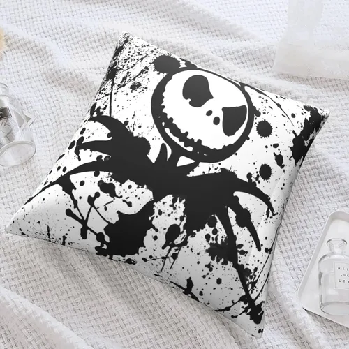 Vista 7 de Melillah Skellington - Funda de almohada de Navidad de 18 x 18 pulgadas, diseño de doble cara, funda de almohada decorativa para automóvil, sofá