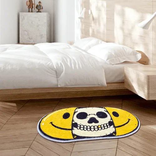 Vista 6 de Alfombras de baño creativas con estampado de calavera sonriente para dormitorio, alfombra de arte personalizada de microfibra antideslizante