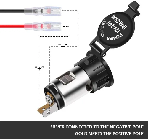 Vista 3 de Enchufe para encendedor de cigarrillos de 12 V, 2 unidades, enchufe para encendedor de cigarrillos con cable de extensión y cubierta impermeable