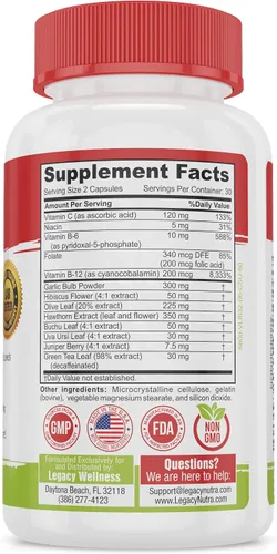 Vista 8 de BP Rescue Suplemento de apoyo para la presión arterial, vitaminas y hierbas para ayudar a la circulación y el flujo sanguíneo, suplementos naturales