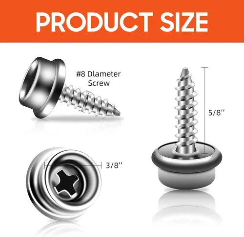 Vista 3 de Broches de lona para barco, broches marinos de acero inoxidable, kit de acero inoxidable para cubierta de barco con tornillo a presión de 3/8 Plata