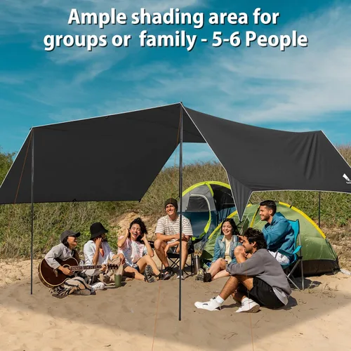Vista 6 de GEERTOP Lona Grande de 17 x 10 pies Impermeable Portátil Mosca de Lluvia para Hamaca Toldo Exterior Lona de Refugio para Mochileros para Acampar