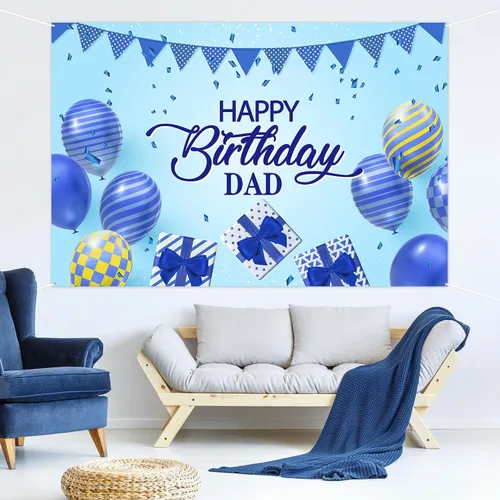Vista 4 de Cartel de fondo de feliz cumpleaños para papá, fondo de fiesta de cumpleaños de padre y hombre, decoración de fondo de fotografía de cumpleaños
