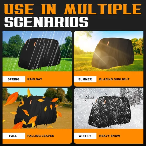 Vista 5 de Funda para carrito de golf para 2/4/6 pasajeros, cubierta para carrito de golf, techo extendido, impermeable, resistente a la intemperie, compatible