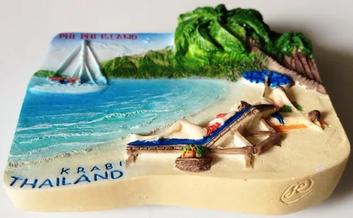 Vista 2 de WitnyStore Pequeño imán para nevera de Tailandia de 2 pulgadas de Isla Phi Phi en Krabi – Resina hecha a mano en miniatura 3D del sudeste asiático