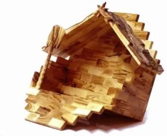 Vista 3 de zytoon Juego de Belén de Madera de Olivo - Estilo Moderno