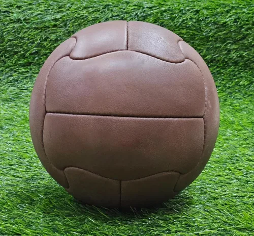 Vista 2 de Fútbol de cuero de la Copa del Mundo de 1950, réplica de pelota de cuero antigua, pelota de fútbol vintage cosida a mano, pelota de fútbol vintage