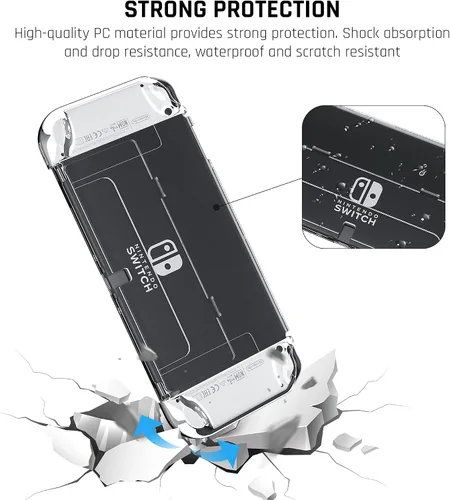 Vista 3 de FANPL - Funda protectora para Nintendo Switch OLED modelo 2021, funda acoplable con carcasa abatible para Switch OLED, accesorios de funda