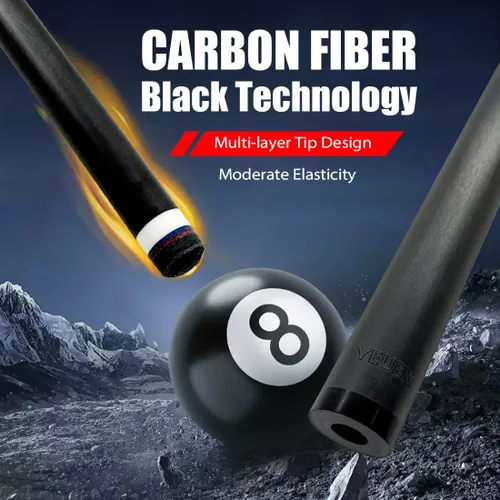 Vista 4 de Carbon Fiber Pool Cue Stick 11.5mm 12.5mm Low Deflection Pool Stick with Wood Butt Professional Cue Stick with Adjustable Extension