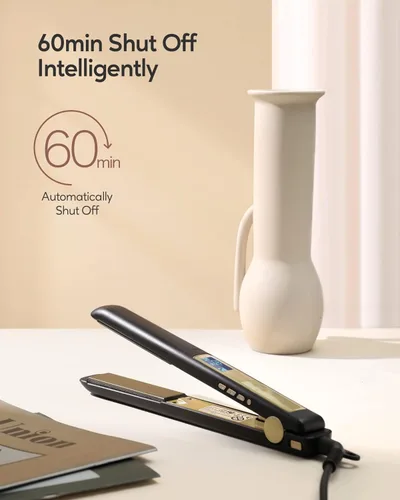 Vista 8 de Piastra per Capelli, profesional con rivestimento en nano-titanio, piastra 2 en 1 Titanium Flat Iron para el cabello hace que el cabello brillante